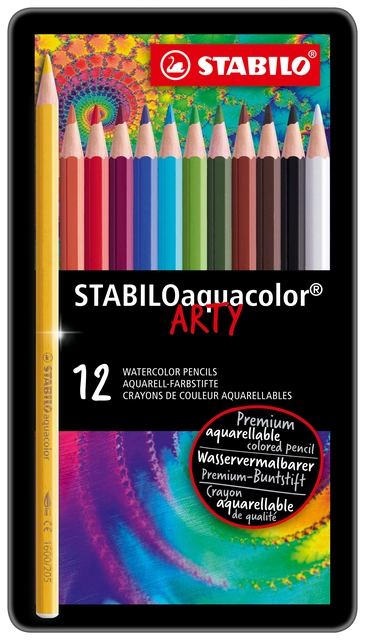 Een Kleurpotloden STABILO 1612 aquacolor assorti blik à 12 stuks koop je bij VHK Kantoorartikelen