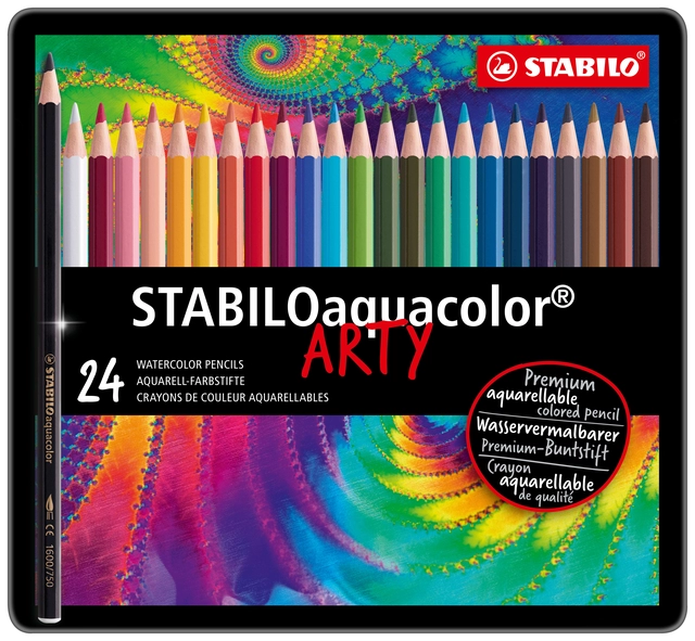 Een Kleurpotloden STABILO 1624 aquacolor assorti blik à 24 stuks koop je bij VHK Kantoorartikelen