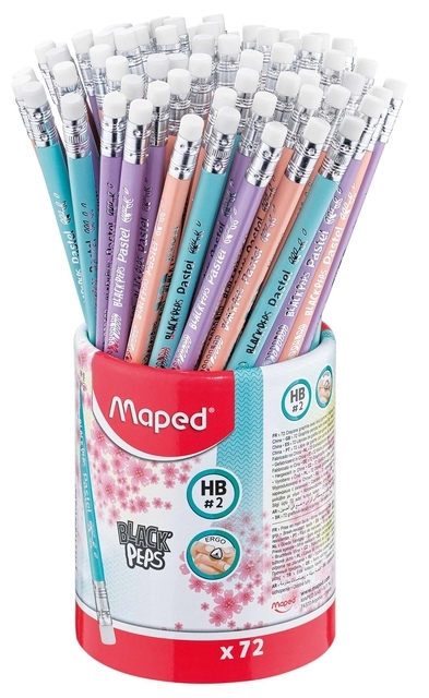 Een Potlood Maped Black'Peps display á 72 stuks pastel koop je bij VHK Kantoorartikelen