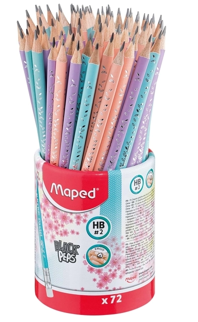 Een Potlood Maped Black'Peps display á 72 stuks pastel koop je bij VHK Kantoorartikelen