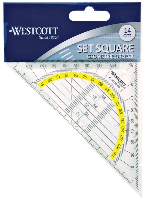 Een Geodriehoek Westcott 14cm transparant koop je bij VHK Kantoorartikelen