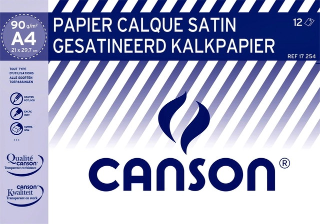 Een Kalkpapier Canson A4 90gr 12 vel koop je bij Hoekmankantoorartikelen.nl