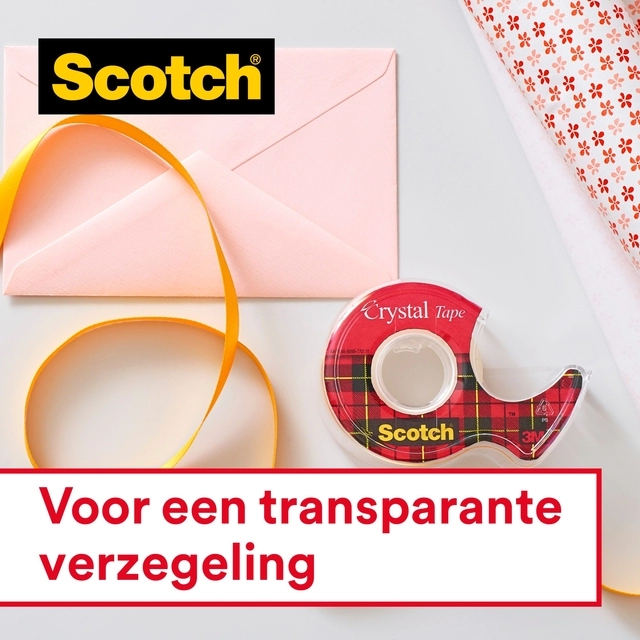 Een Plakband Scotch Crystal 600 19mmx25m transparant + handdispenser koop je bij Hoekmankantoorartikelen.nl