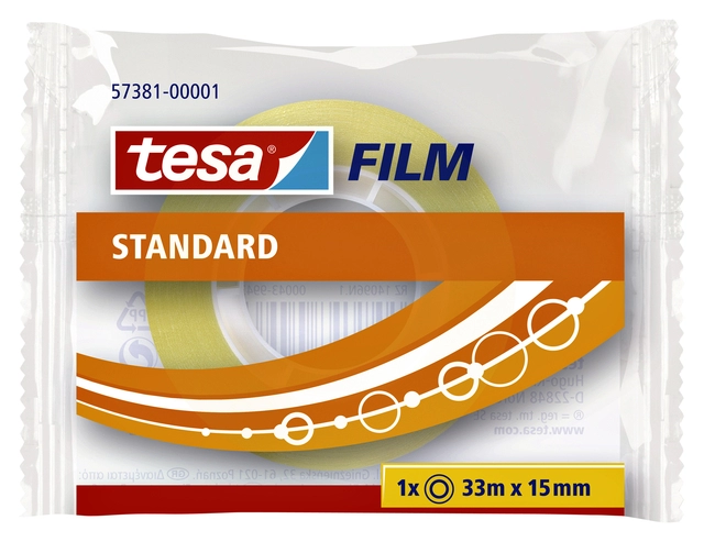 Een Plakband tesafilm® Standaard 33mx15mm transparant koop je bij VHK Kantoorartikelen