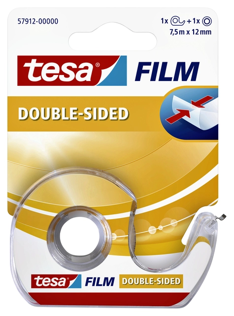 Een Tape tesafilm® dubbelzijdig 12mmx7,5m transparant met dispenser koop je bij Hoekmankantoorartikelen.nl