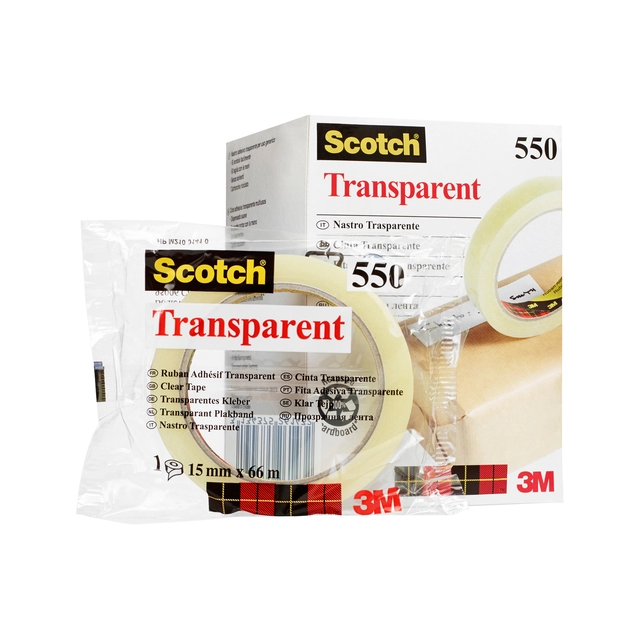 Een Plakband Scotch 550 15mmx66m transparant koop je bij VHK Kantoorartikelen