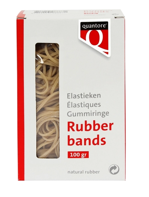 Een Elastiek Quantore 77 120x7,5x1mm 100gram koop je bij VHK Kantoorartikelen