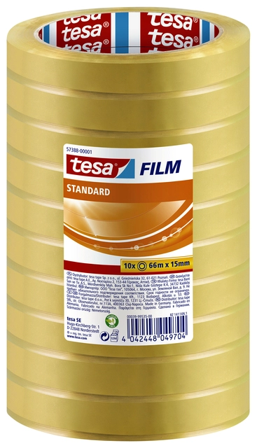 Een Plakband tesafilm® standaard 66mx15mm transparant koop je bij VHK Kantoorartikelen