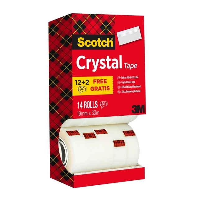 Een Plakband Scotch Crystal 600 19mmx33m transparant 12+2 gratis koop je bij VHK Kantoorartikelen