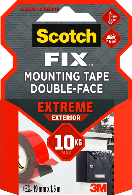 Een Plakband Scotch Extreme Exterior 19mm x 1,5m dubbelzijdig koop je bij Hoekmankantoorartikelen.nl