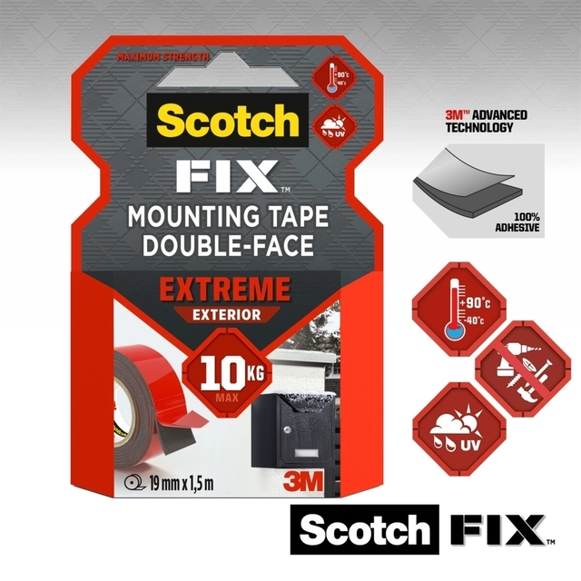 Een Plakband Scotch Extreme Exterior 19mm x 1,5m dubbelzijdig koop je bij Hoekmankantoorartikelen.nl