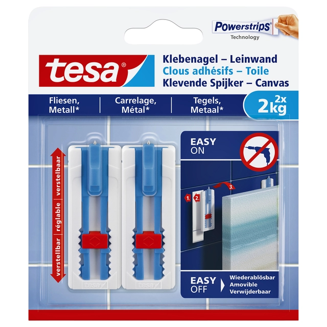 Een Klevende spijker tesa® canvas- tegels en metaal 2kg wit 2 stuks koop je bij Hoekmankantoorartikelen.nl