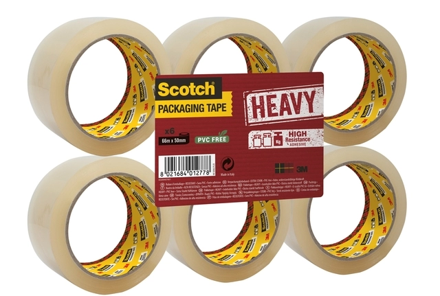 Een Verpakkingstape Scotch Heavy 50mmx66m transparant 6 rollen koop je bij VHK Kantoorartikelen