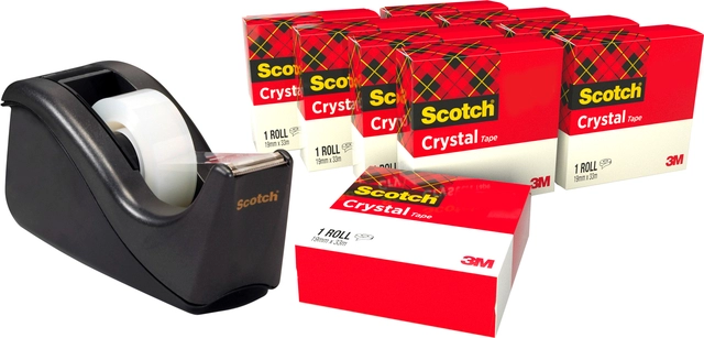 Een Plakband Scotch Crystal 600 19mmx33m transparant + gratis C60 plakbandhouder koop je bij Hoekmankantoorartikelen.nl