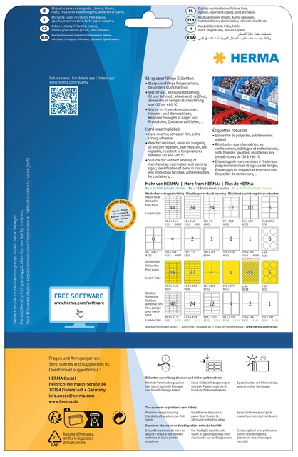 Een Etiket HERMA 8029 99.1x42.3mm weerbestendig geel 300stuks koop je bij VHK Kantoorartikelen