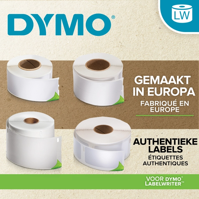 Een Etiket Dymo LabelWriter adressering 36x89mm 2 rollen á 260 stuks wit koop je bij VHK Kantoorartikelen