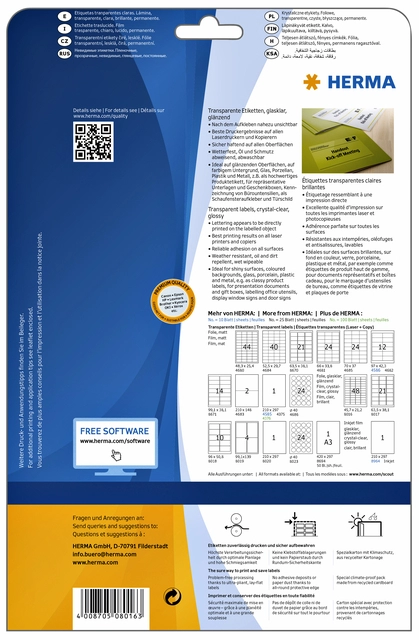 Een Etiket HERMA 8016 45.7x21.2mm transparant 1200 etiketten koop je bij Hoekmankantoorartikelen.nl