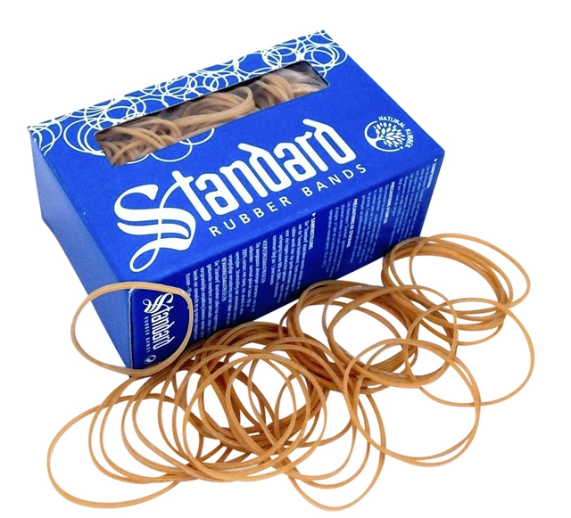 Een Elastiek Standard Rubber Bands 22 100x1.5mm 500gr 1330 stuks bruin koop je bij VHK Kantoorartikelen