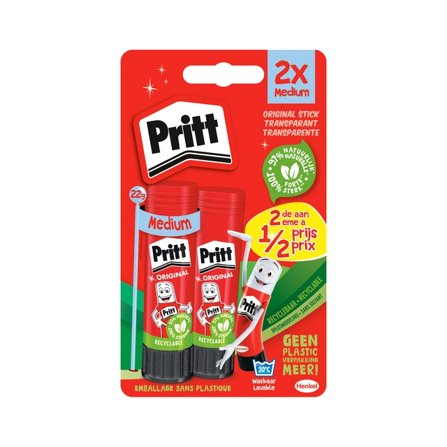 Een Lijmstift Pritt Stick Original 22gr blister koop je bij Hoekmankantoorartikelen.nl