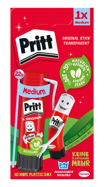 Een Lijmstift Pritt Stick Original 22gr op blister koop je bij Hoekmankantoorartikelen.nl