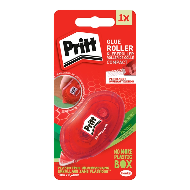 Een Lijmroller Pritt Compact permanent 10m op blister koop je bij Hoekmankantoorartikelen.nl