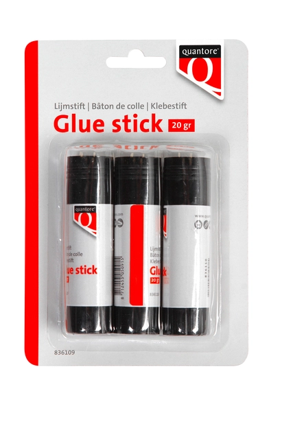 Een Lijmstift Quantore 3x20gr blister koop je bij VHK Kantoorartikelen