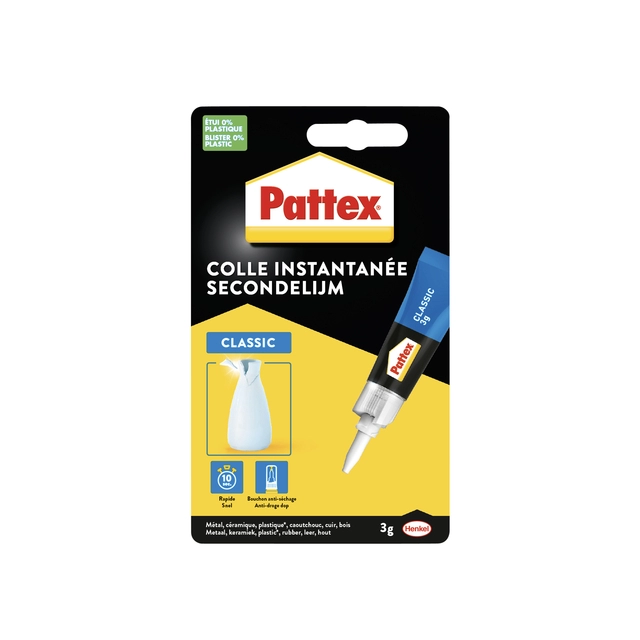 Een Secondelijm Pattex Classic tube 3gram op blister koop je bij VHK Kantoorartikelen