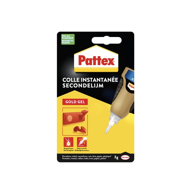 Een Secondelijm Pattex Gold GEL tube 3 gram op blister koop je bij Hoekmankantoorartikelen.nl