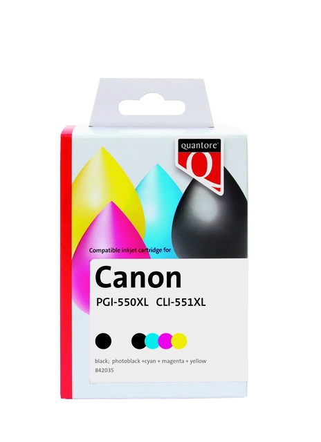 Een Inktcartridge Quantore alternatief tbv Canon PGI-550XL CLI-551XL zwart + 4 kleuren koop je bij VHK Kantoorartikelen