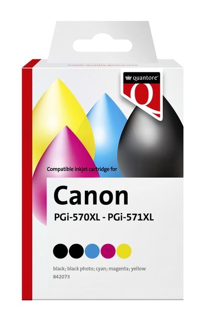 Een Inktcartridge Quantore alternatief tbv Canon PGI-570XL CLI-571XL 2x zwart 3x kleur koop je bij VHK Kantoorartikelen