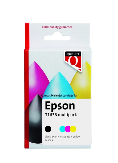 Een Inktcartridge Quantore alternatief tbv Epson 16XL T1636 zwart + 3 kleuren HC koop je bij VHK Kantoorartikelen