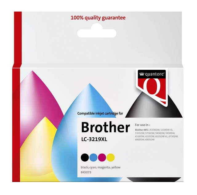 Een Inktcartridge Quantore alternatief tbv Brother LC-3219XL zwart + 3 kleuren koop je bij VHK Kantoorartikelen