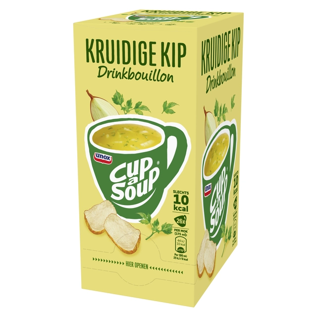 Een Cup-a-Soup Unox heldere bouillon kruidige kip 26x175ml koop je bij Hoekmankantoorartikelen.nl