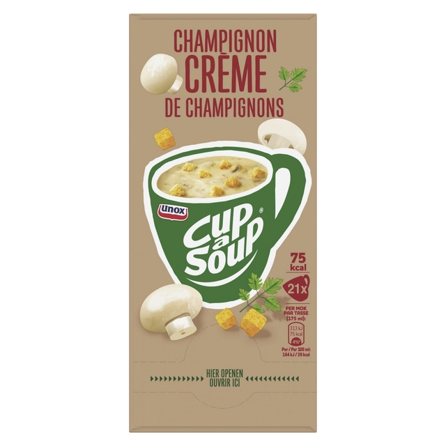 Een Cup-a-Soup Unox champignon crème 21x175ml koop je bij Hoekmankantoorartikelen.nl