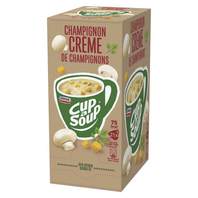 Een Cup-a-Soup Unox champignon crème 21x175ml koop je bij Hoekmankantoorartikelen.nl