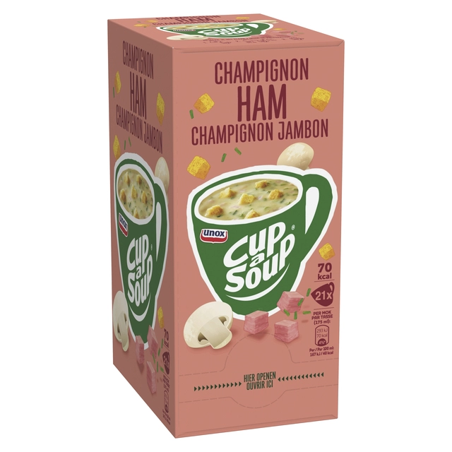 Een Cup-a-Soup Unox champignon ham 21x175ml koop je bij Hoekmankantoorartikelen.nl