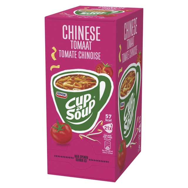 Een Cup-a-Soup Unox Chinese tomaten 21x175ml koop je bij Hoekmankantoorartikelen.nl