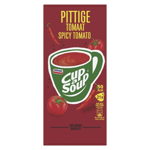 Een Cup-a-Soup Unox pittige tomaat 21x175ml koop je bij Hoekmankantoorartikelen.nl