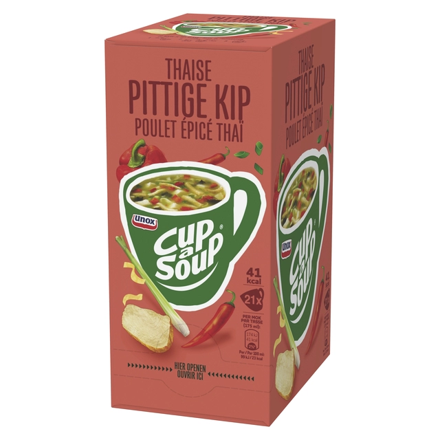 Een Cup-a-Soup Unox Thaise pittige kip 21x175ml koop je bij Hoekmankantoorartikelen.nl