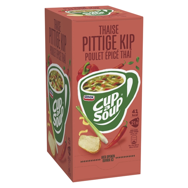 Een Cup-a-Soup Unox Thaise pittige kip 21x175ml koop je bij Hoekmankantoorartikelen.nl