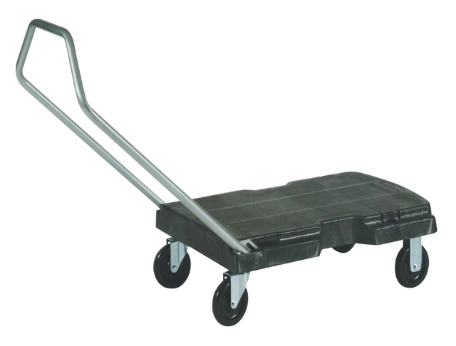 Een Transportkar Rubbermaid Triple Trolley inklapbaar 225kg zwart koop je bij VHK Kantoorartikelen