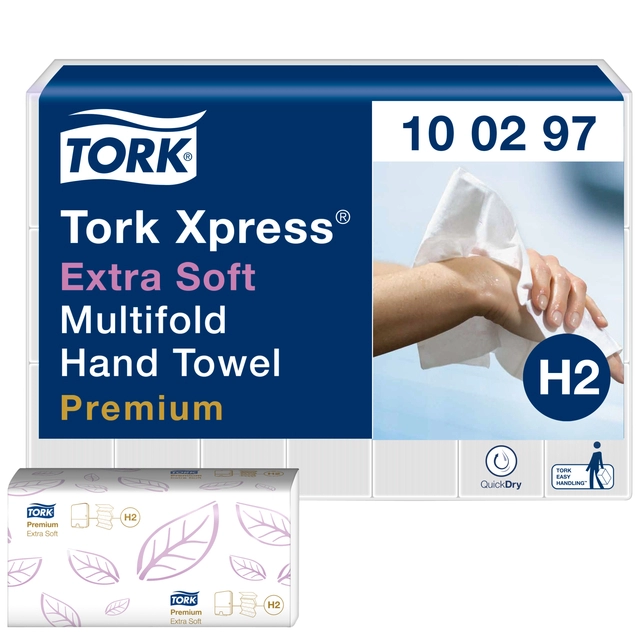 Een Handdoek Tork Xpress H2 multifold en 2-laags wit 100297 koop je bij VHK Kantoorartikelen