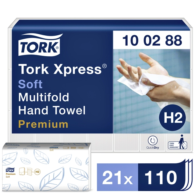 Een Handdoek Tork H2 multifold Premium kwaliteit 2 laags wit 100288 koop je bij VHK Kantoorartikelen