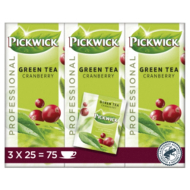 Een Thee Pickwick green cranberry 25x1.5gr koop je bij VHK Kantoorartikelen