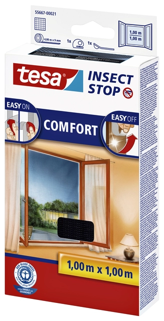 Een Insectenhor tesa® Insect Stop COMFORT raam 1x1m antraciet koop je bij VHK Kantoorartikelen