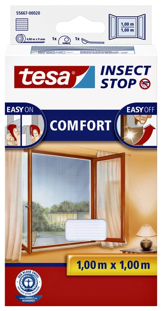 Een Insectenhor tesa® Insect Stop COMFORT raam 1x1m wit koop je bij VHK Kantoorartikelen