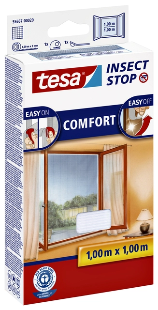 Een Insectenhor tesa® Insect Stop COMFORT raam 1x1m wit koop je bij VHK Kantoorartikelen