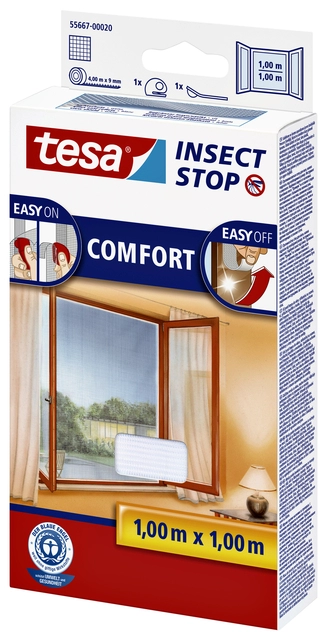 Een Insectenhor tesa® Insect Stop COMFORT raam 1x1m wit koop je bij VHK Kantoorartikelen