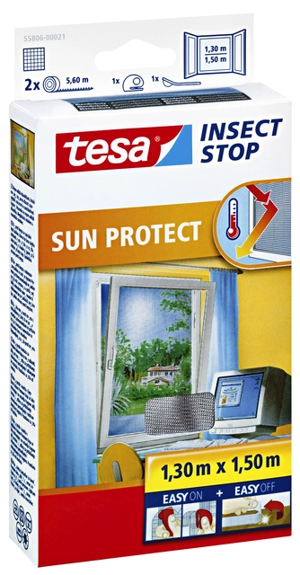 Een Insectenhor tesa® Insect Stop SUN PROTECT raam 1,3x1,5m antraciet koop je bij VHK Kantoorartikelen