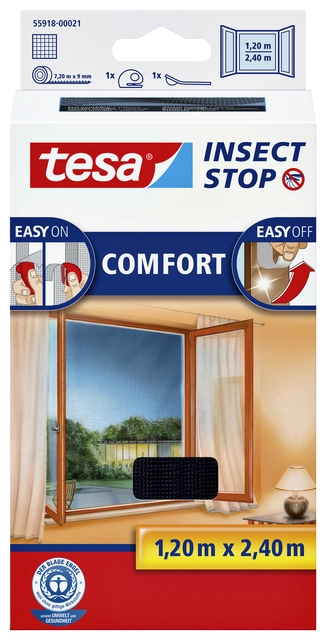 Een Insectenhor tesa® Insect Stop COMFORT buitendraaiende ramen 1,2x2,4m zwart koop je bij VHK Kantoorartikelen